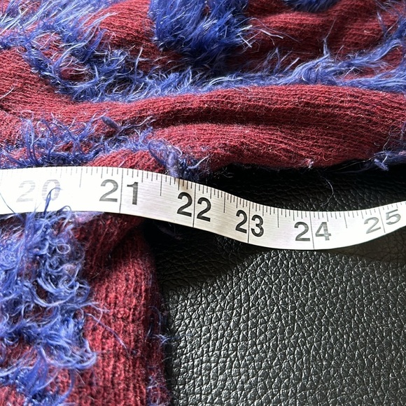 MOTH Chenille Abstract Intarsia Knit Pullover Sweater Maroon Blue Anthro Sz L - Picture 10 of 11